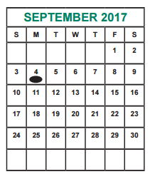 District School Academic Calendar for Alief Middle for September 2017