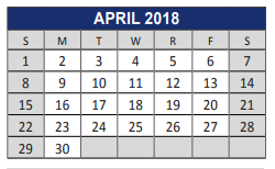 District School Academic Calendar for Lowery Freshman Center for April 2018