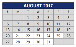 District School Academic Calendar for Vaughan Elementary School for August 2017