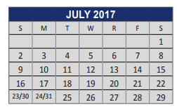 District School Academic Calendar for Reed Elementary School for July 2017