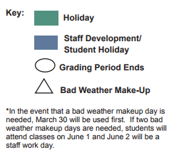 District School Academic Calendar Legend for Vaughan Elementary School