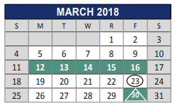 District School Academic Calendar for Allen High School for March 2018