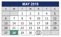 District School Academic Calendar for Vaughan Elementary School for May 2018