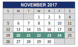 District School Academic Calendar for Reed Elementary School for November 2017