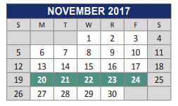 District School Academic Calendar for Anderson Elementary School for November 2017