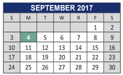 District School Academic Calendar for Bolin Elementary School for September 2017