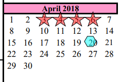 District School Academic Calendar for Brazoria Co J J A E P for April 2018