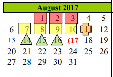 District School Academic Calendar for Alvin Pri for August 2017