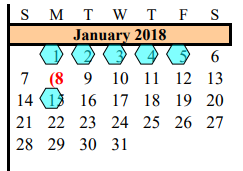 District School Academic Calendar for Brazoria Co J J A E P for January 2018