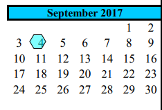 District School Academic Calendar for Assets for September 2017