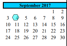 District School Academic Calendar for Brazoria Co J J A E P for September 2017