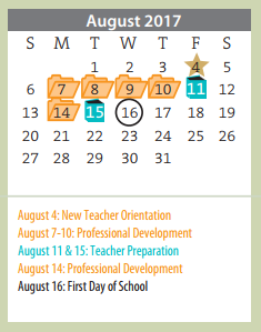 District School Academic Calendar for Emerson Elementary for August 2017