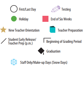 District School Academic Calendar Legend for Amarillo Area Ctr For Advanced Lrn