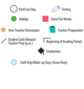 District School Academic Calendar Legend for Oak Dale Elementary