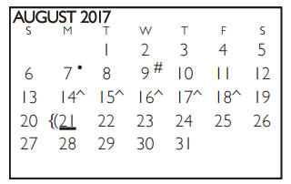 District School Academic Calendar for Dunn Elementary for August 2017