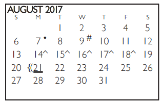 District School Academic Calendar for Tommie Williams Elementary for August 2017