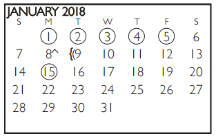 District School Academic Calendar for Morton Elementary for January 2018