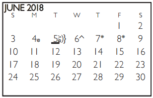 District School Academic Calendar for Bryant Elementary for June 2018