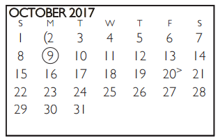 District School Academic Calendar for Jane Ellis Elementary School for October 2017