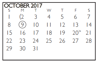 District School Academic Calendar for Shackelford Junior High for October 2017