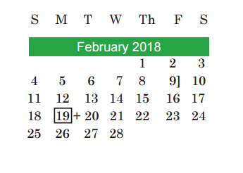 District School Academic Calendar for Joslin Elementary for February 2018