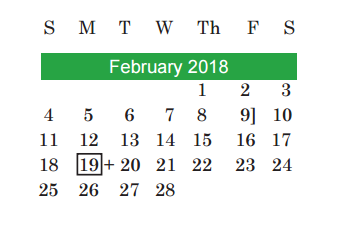 District School Academic Calendar for Martin Middle School for February 2018