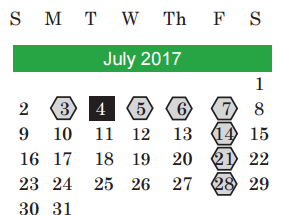 District School Academic Calendar for Covington Middle School for July 2017