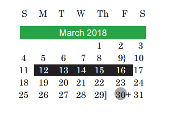 District School Academic Calendar for Sims Elementary for March 2018