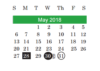 District School Academic Calendar for Brooke Elementary for May 2018