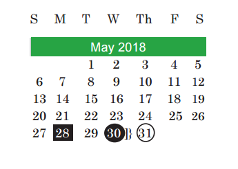 District School Academic Calendar for Joslin Elementary for May 2018