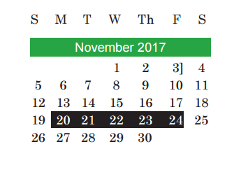 District School Academic Calendar for Widen Elementary for November 2017