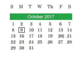 District School Academic Calendar for Bedichek Middle School for October 2017