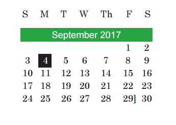 District School Academic Calendar for Brown Elementary for September 2017