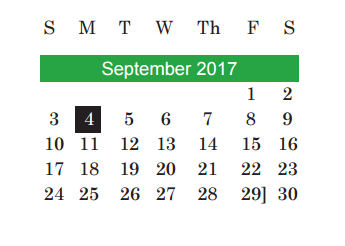 District School Academic Calendar for Joslin Elementary for September 2017