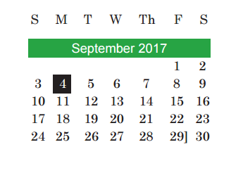 District School Academic Calendar for Bailey Middle School for September 2017