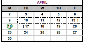 District School Academic Calendar for Gateway School for April 2018