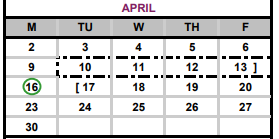 District School Academic Calendar for Lost Pines Elementary School for April 2018