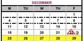 District School Academic Calendar for Cedar Creek Middle School for December 2017