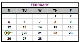 District School Academic Calendar for Bastrop High School for February 2018