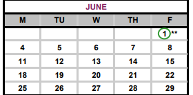District School Academic Calendar for Mina Elementary for June 2018