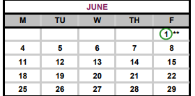 District School Academic Calendar for Bastrop County Juvenile Boot Camp for June 2018