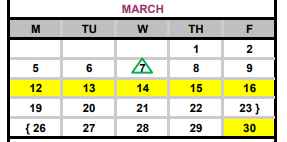 District School Academic Calendar for Bastrop County Juvenile Boot Camp for March 2018