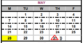 District School Academic Calendar for Mina Elementary for May 2018
