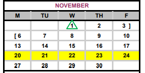 District School Academic Calendar for Bastrop Middle School for November 2017