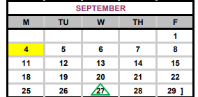 District School Academic Calendar for Bastrop Middle School for September 2017