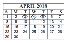 District School Academic Calendar for Bingman Head Start for April 2018