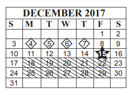 District School Academic Calendar for Jefferson Co Youth Acad for December 2017