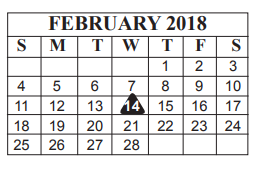 District School Academic Calendar for Bingman Head Start for February 2018