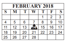 District School Academic Calendar for Paul A Brown Alternative Center for February 2018