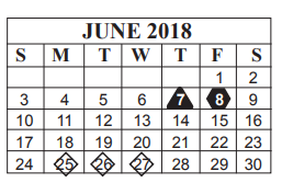 District School Academic Calendar for Paul A Brown Alternative Center for June 2018
